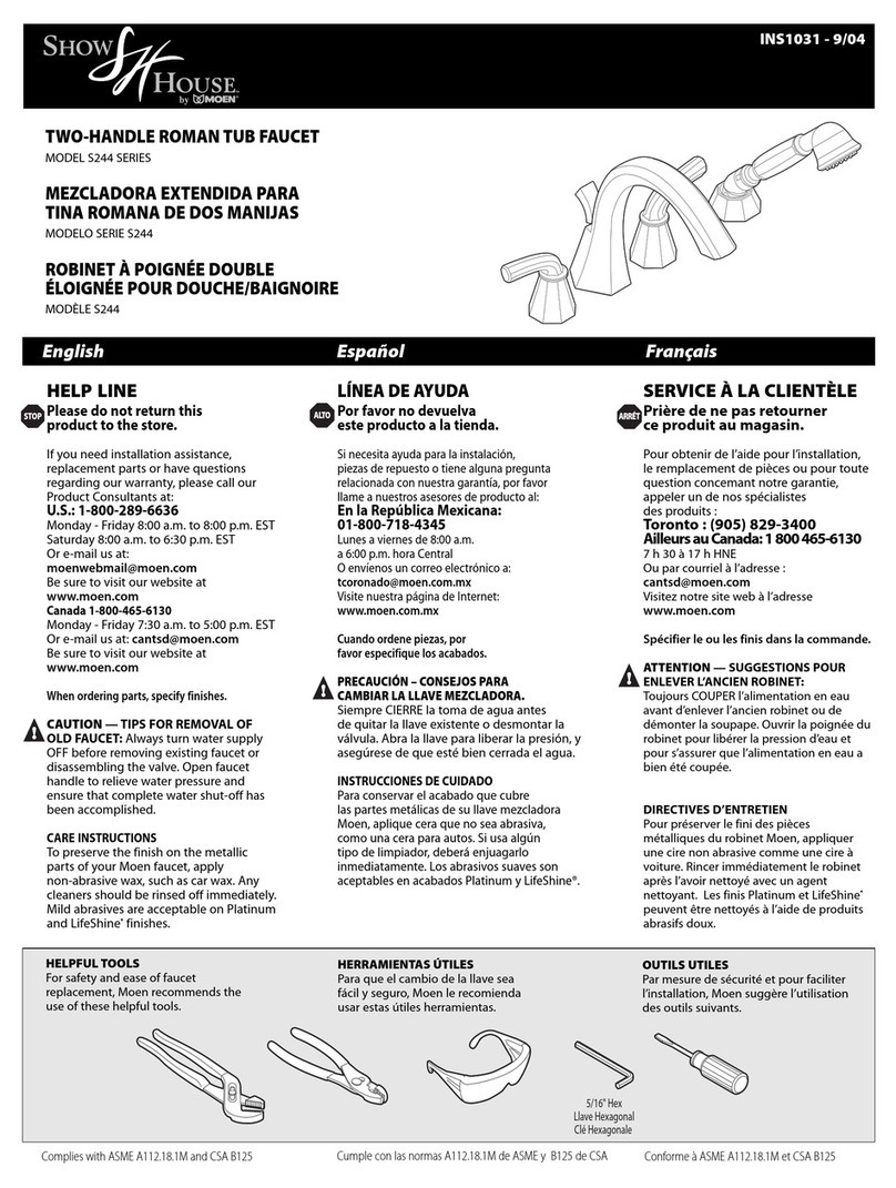 Moen ShowHouse S244 Series User manual