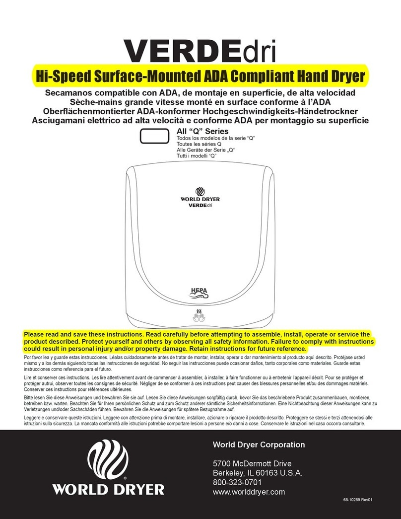 World Dryer Q-Series VERDEdri User manual