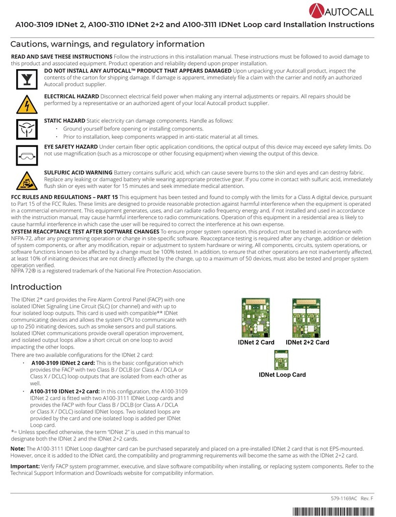 Autocall A100-3109 IDNet 2 User manual