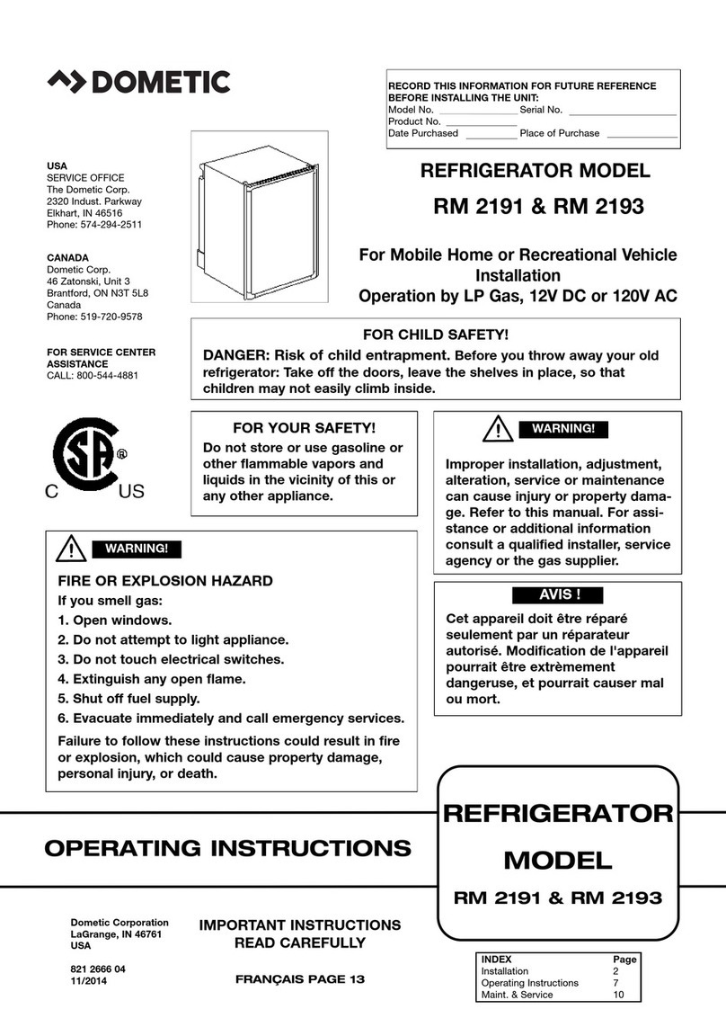 Dometic RM2193 User manual