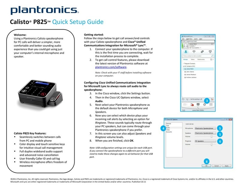 Plantronics Calisto P825 User manual