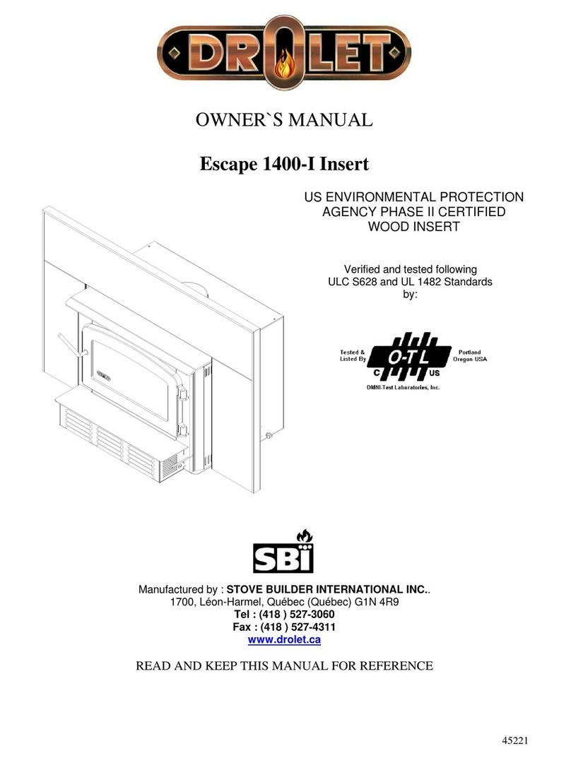 Stove Builder International Drolet Escape 1400-I owner's manual Stove Builder International Drolet Escape 1400-I owner's manual