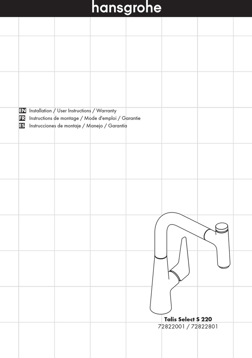 Hans Grohe Talis Select S 220 72822001 Installation/User Instructions/Warranty Hans Grohe Talis Select S 220 72822001 Installation/User Instructions/Warranty