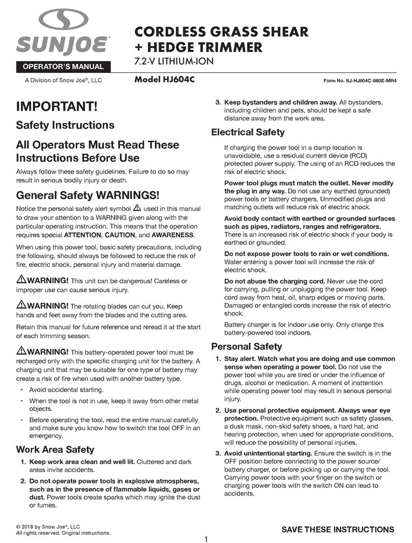 SNOWJOE SUNJOE HJ604C-PRP User manual