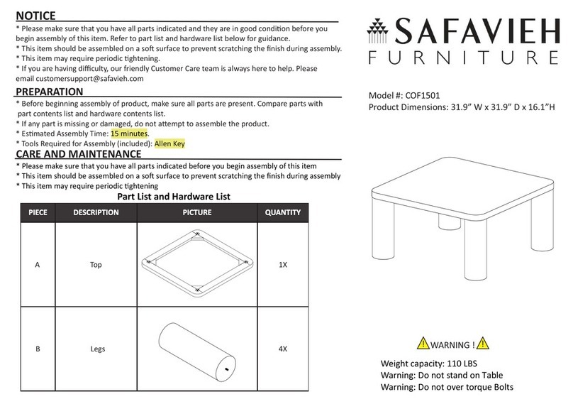 Safavieh Furniture Aldous COF1501 User manual Safavieh Furniture Aldous COF1501 User manual
