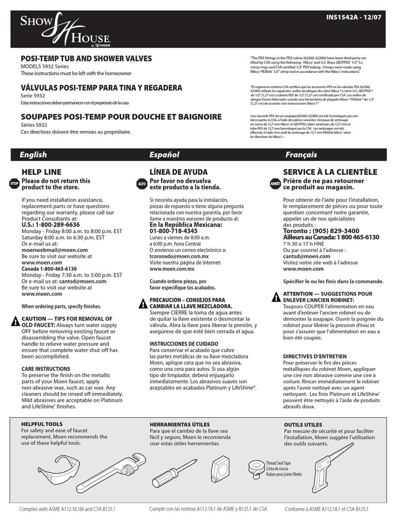 Moen S932 Series manual