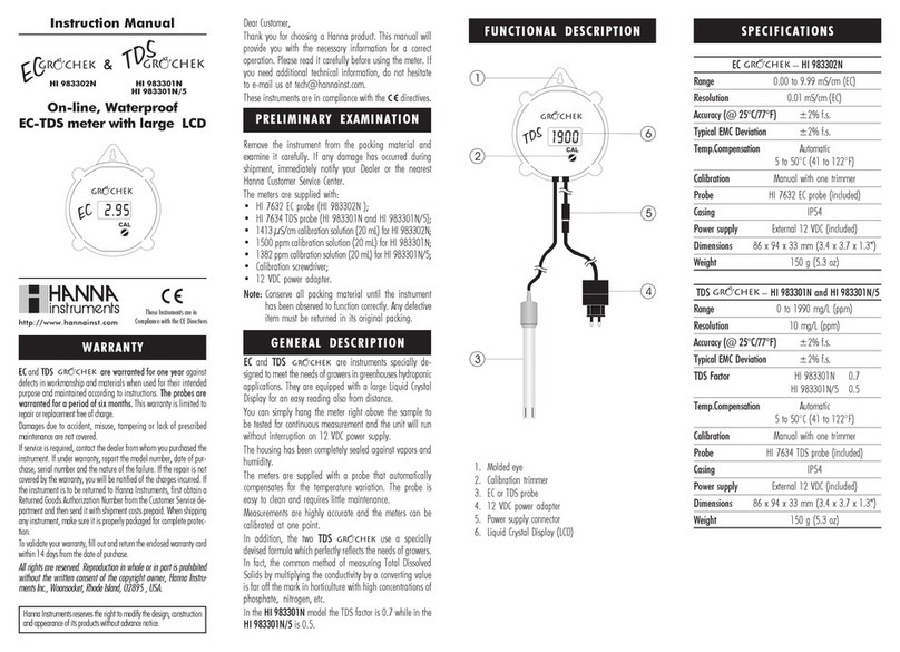 Hanna Instruments EC GroChek User manual