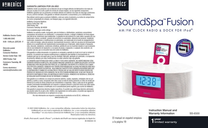 HoMedics SoundSpa Fusion SS-6500 Instruction manual and  warranty information
