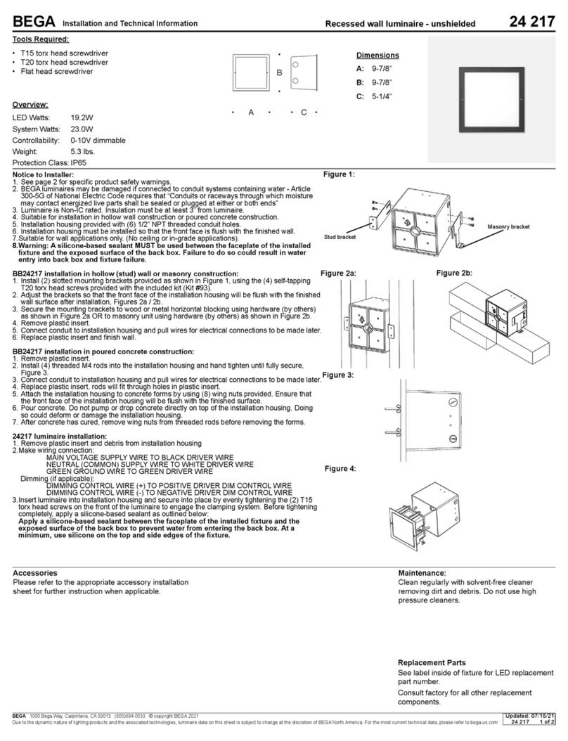BEGA 24 217 Installation and technical information