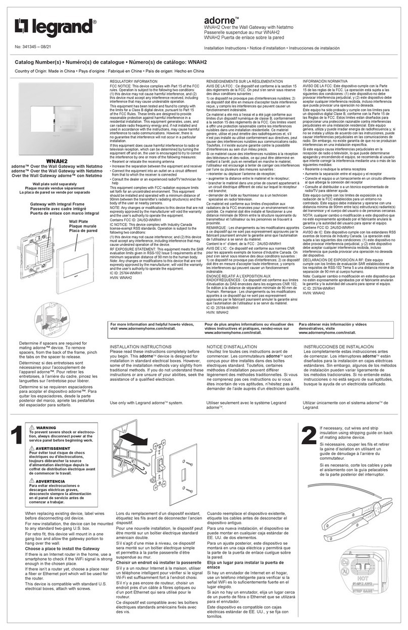 LEGRAND adorne WNAH2 User manual