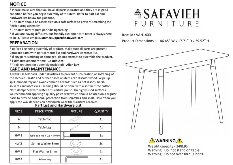 Safavieh Furniture Sasharose VAN1400 manual Safavieh Furniture Sasharose VAN1400 manual