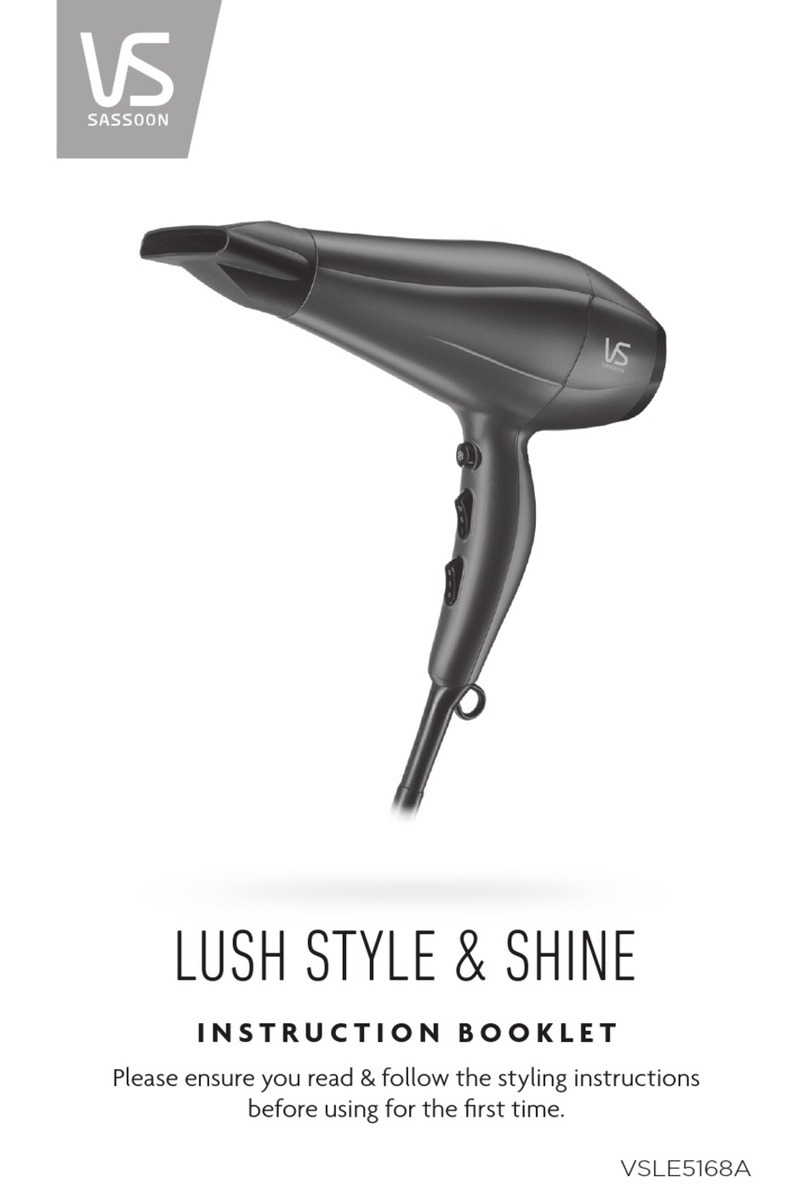 VS Sassoon LUSH STYLE & SHINE VSLE5168A User manual