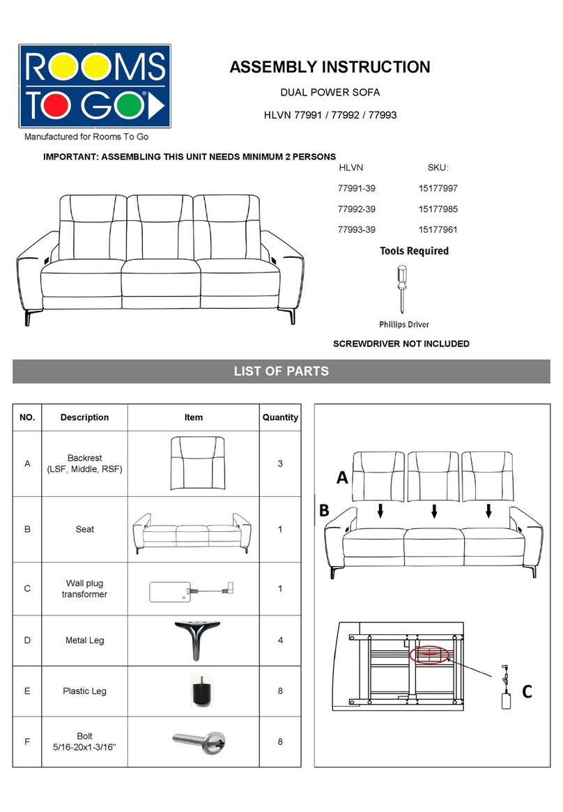 ROOMS TO GO HLVN 77991 Assembly instruction