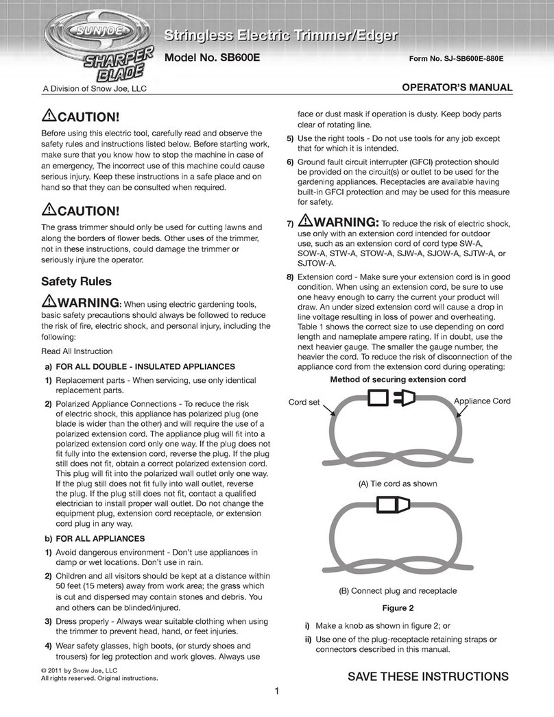 SNOWJOE Sun joe SHARPER BLADE SB600E User manual