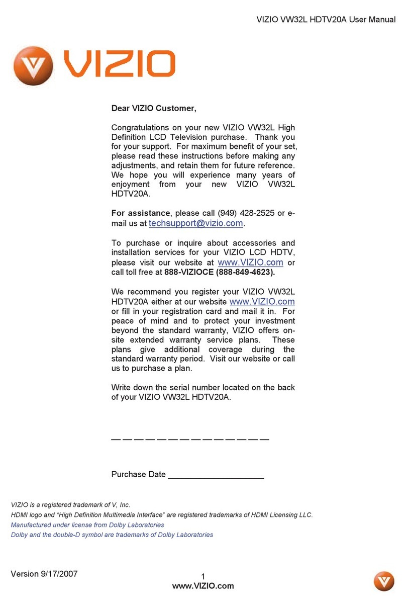 Vizio VW32L HDTV20A User manual