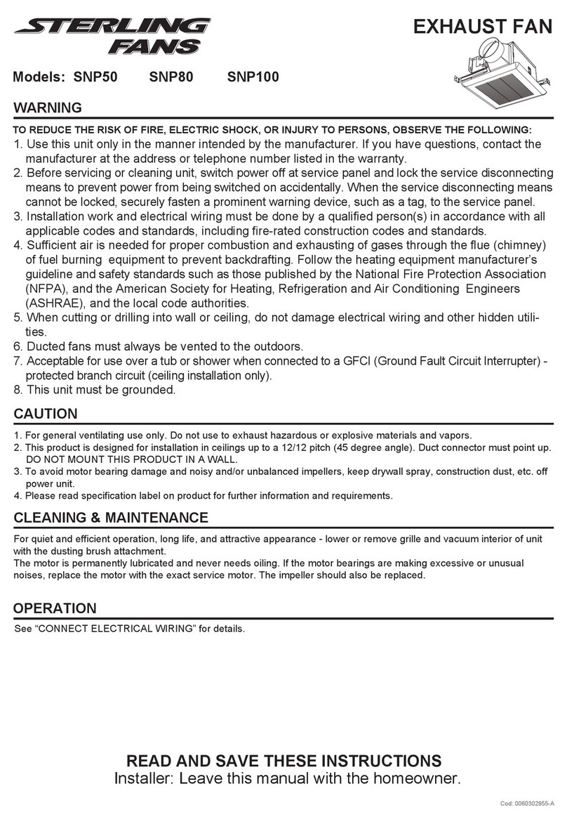 STERLING FANS SNP50 instruction manual