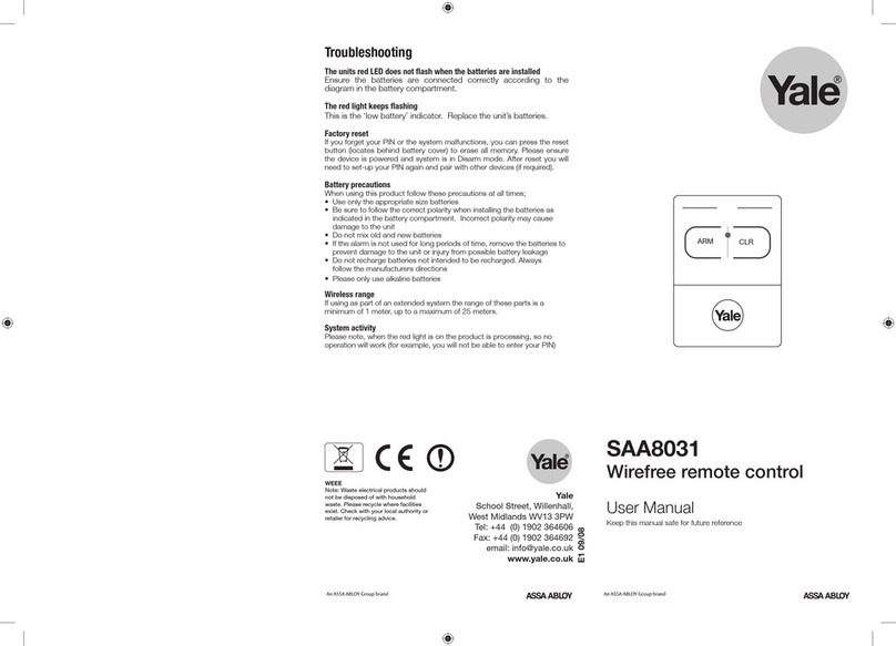 Yale SAA8031 user manual Yale SAA8031 user manual