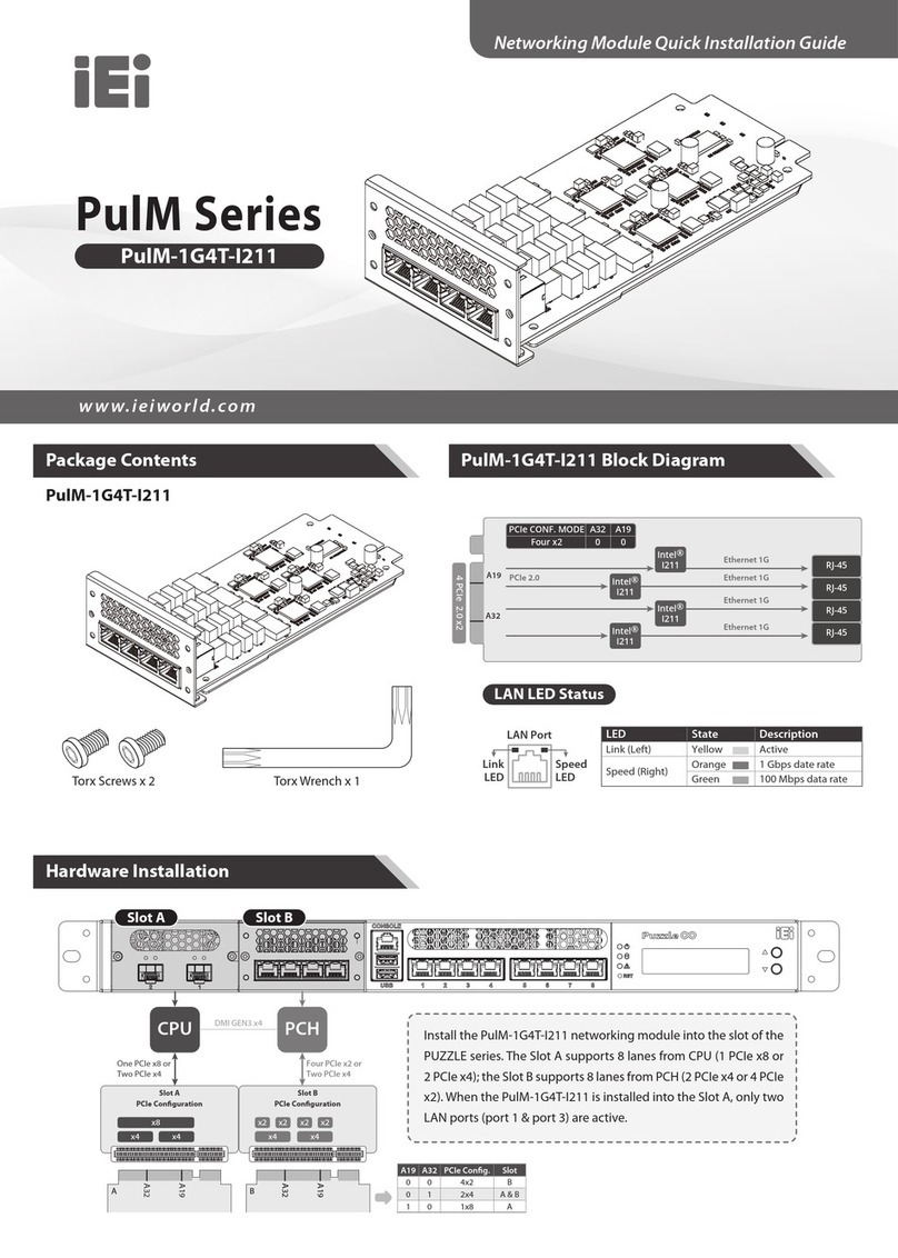 IEI Technology PulM-1G4T-I211 Quick installation guide