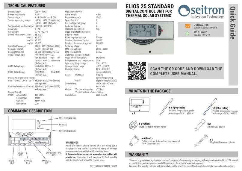 Seitron ELIOS 25 STANDARD quick guide