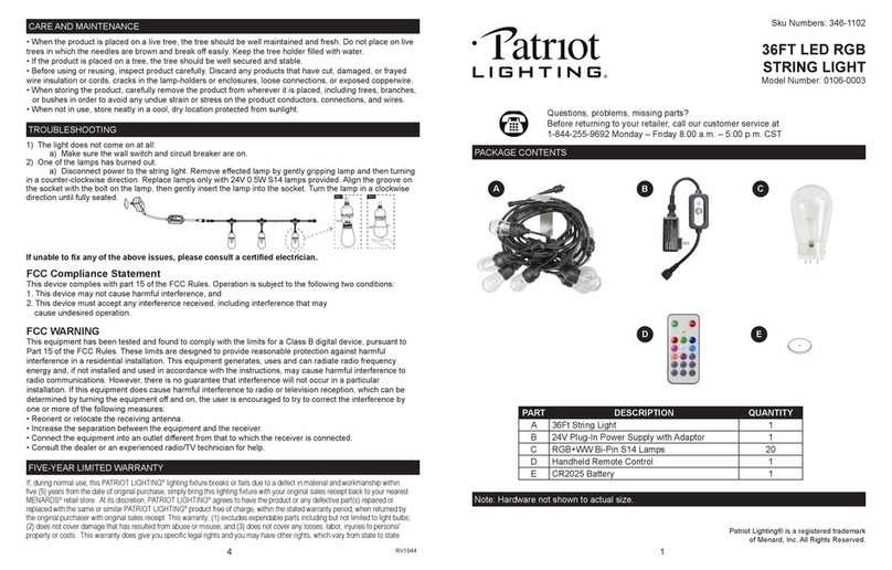 Patriot Lighting 0106-0003 manual Patriot Lighting 0106-0003 manual