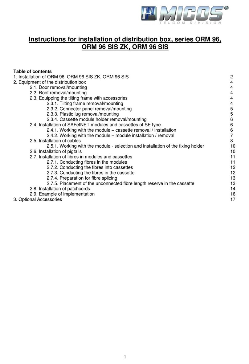 Micos ORM 96 Series Instructions for installation