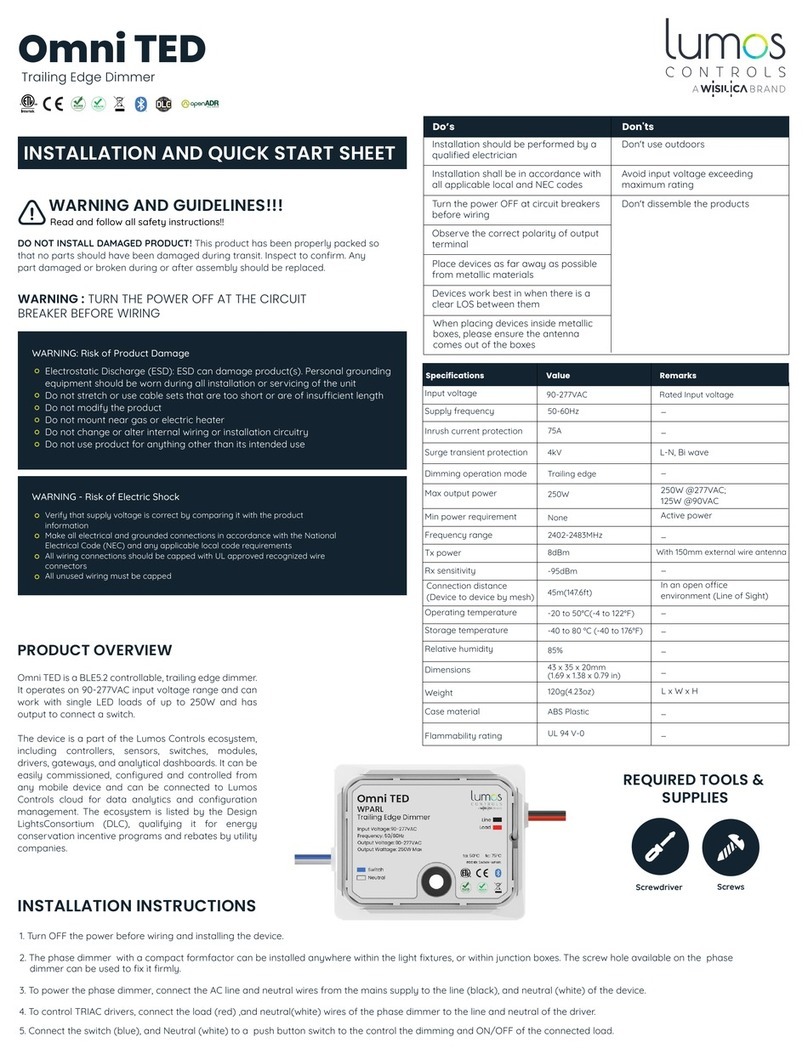 WiSilica Lumos Controls Omni TED WPARL User manual
