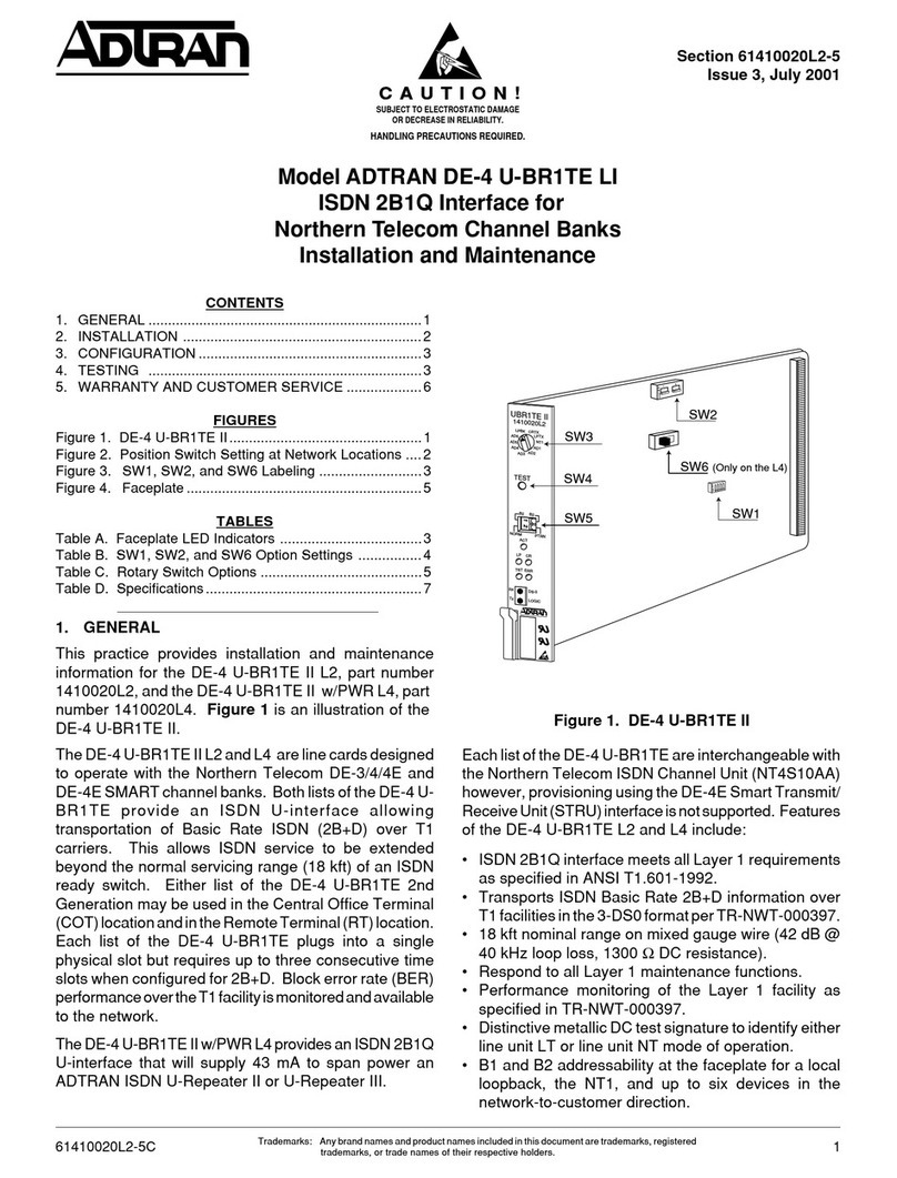 ADTRAN DE-4 U-BR1TE LI Installation and Maintenance