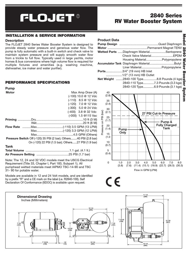FLOJET 02840100A Operating and installation instructions