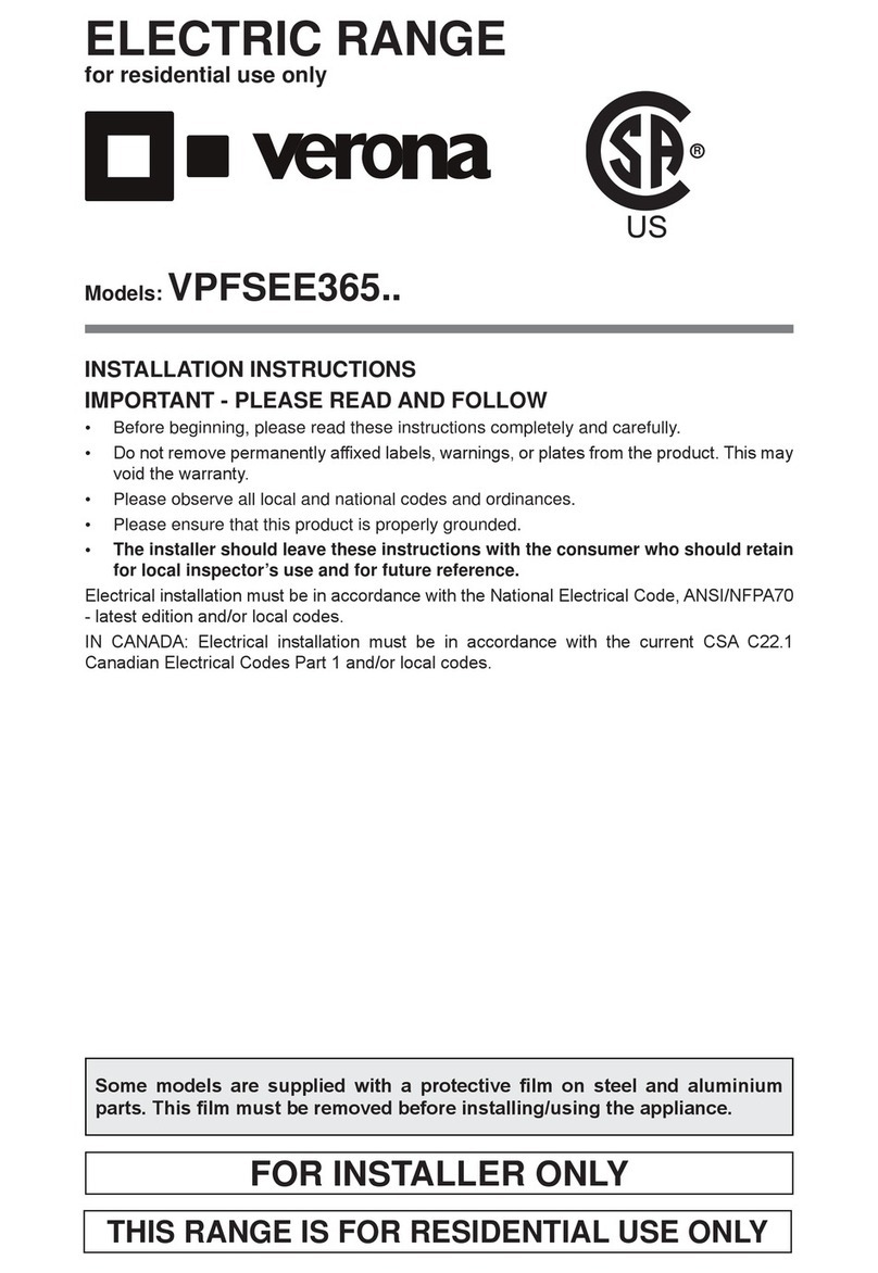 Verona Prestige VPFSEE365SS installation instructions Verona Prestige VPFSEE365SS installation instructions