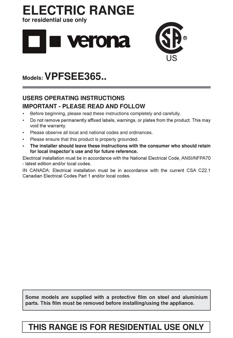 Verona Prestige VPFSEE365 Series Operation instructions