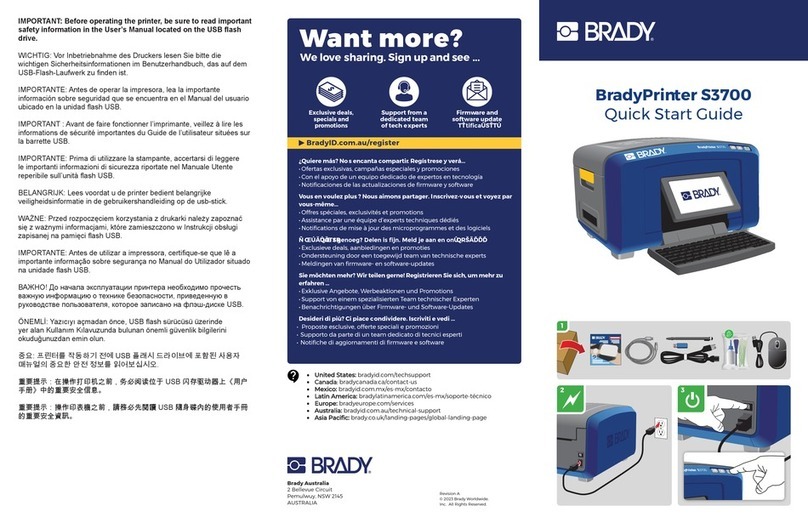 Brady BradyPrinter S3700 User manual Brady BradyPrinter S3700 User manual