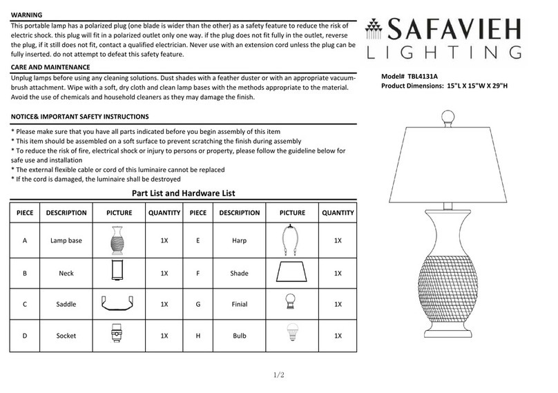 Safavieh Lighting Bentlee TBL4131A User manual
