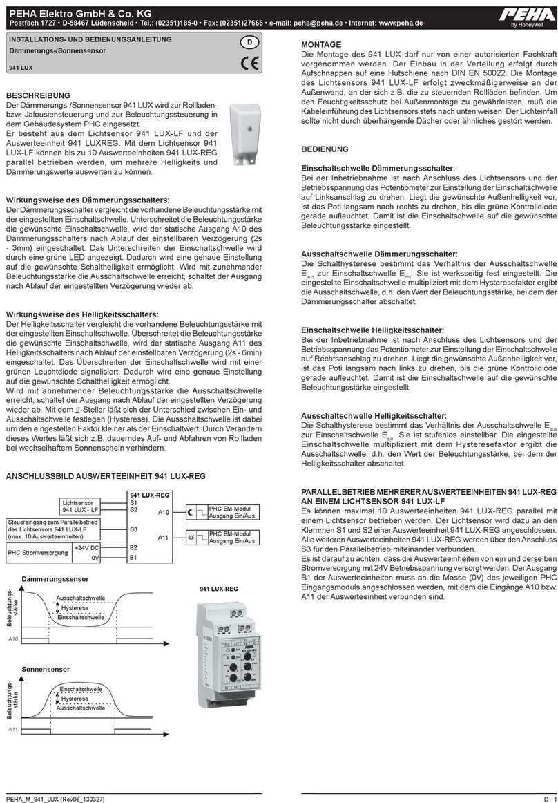 PEHA 941 LUX Installation and operating instructions