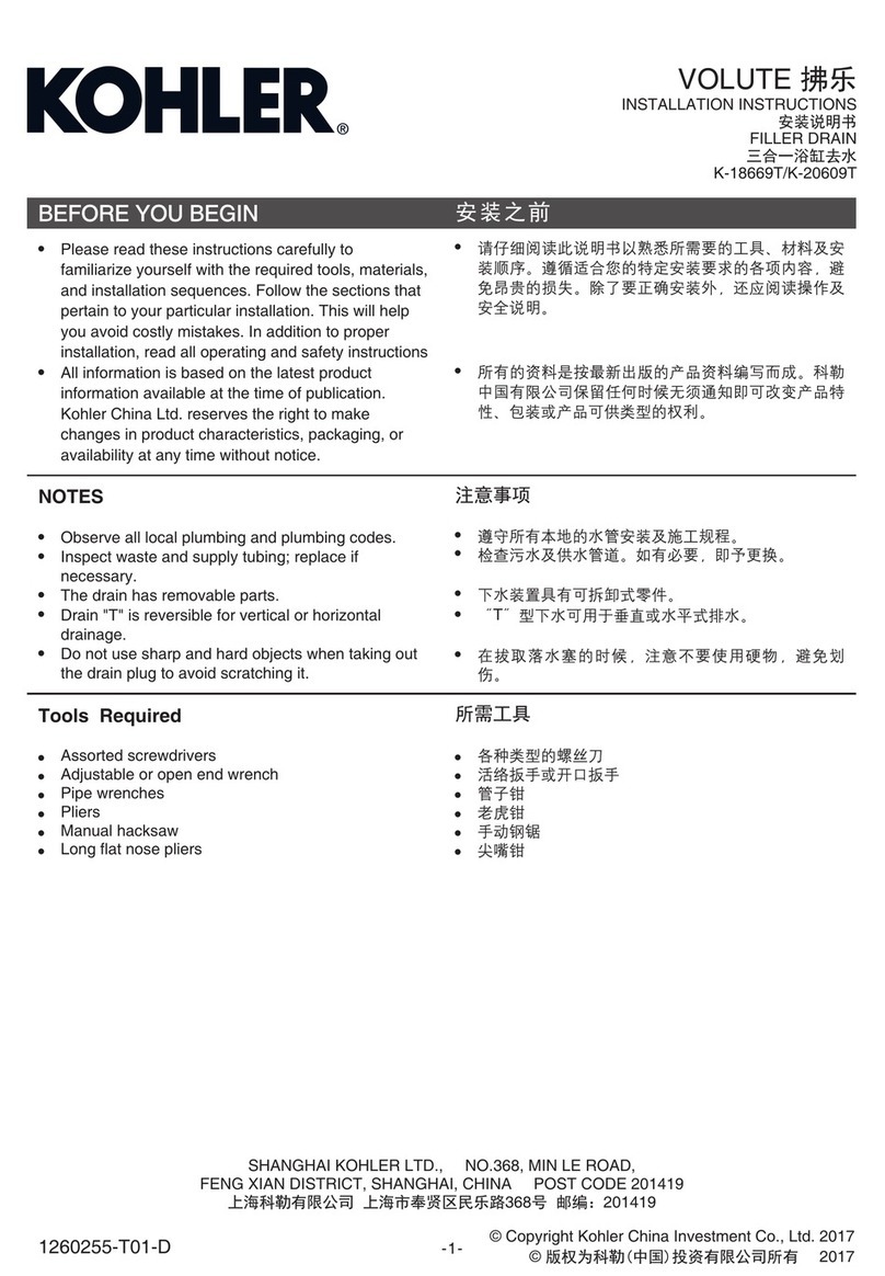 Kohler VOLUTE K-18669T User manual