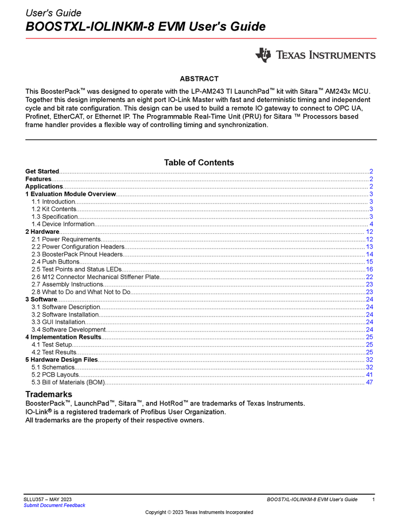 Texas Instruments BoosterPack BOOSTXL-IOLINKM-8 EVM User manual