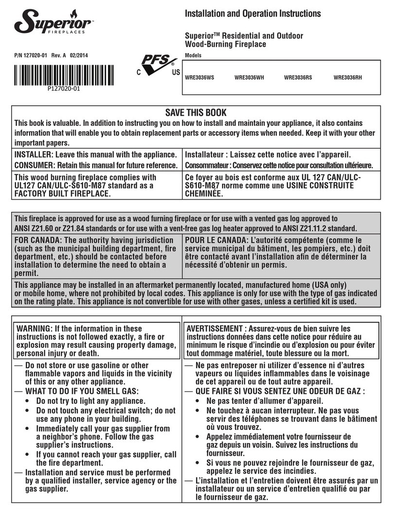 Superior Fireplaces WRE3036WH Installation & operation instructions