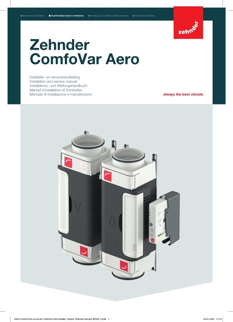 Zehnder Rittling ComfoVar Aero Supply Zone 125 Installation and service manual