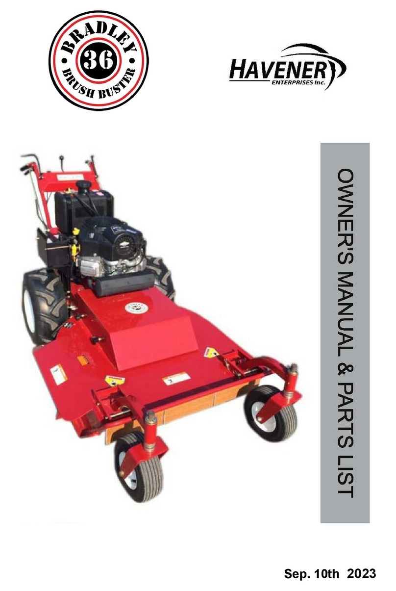 Havener Enterprises BRADLEY MOWERS 36 Owner's manual & parts list Havener Enterprises BRADLEY MOWERS 36 Owner's manual & parts list