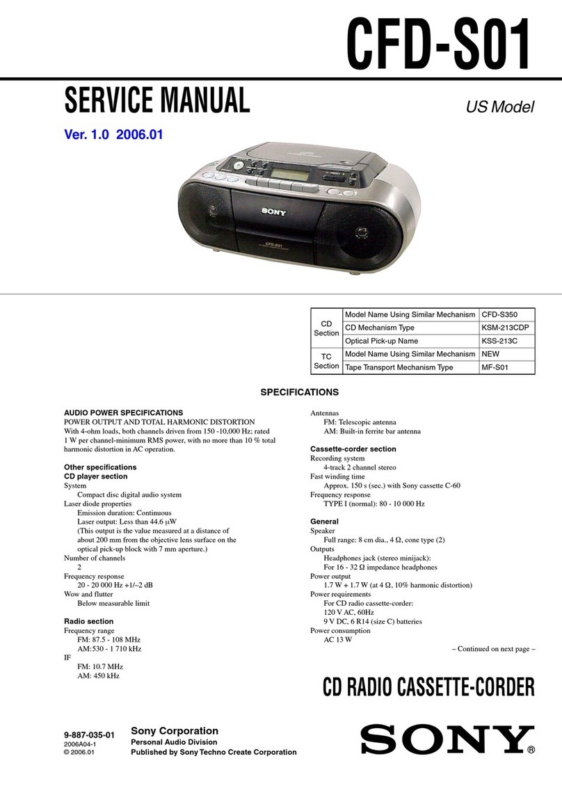 Sony S350 - CFD Boombox User manual Sony S350 - CFD Boombox User manual