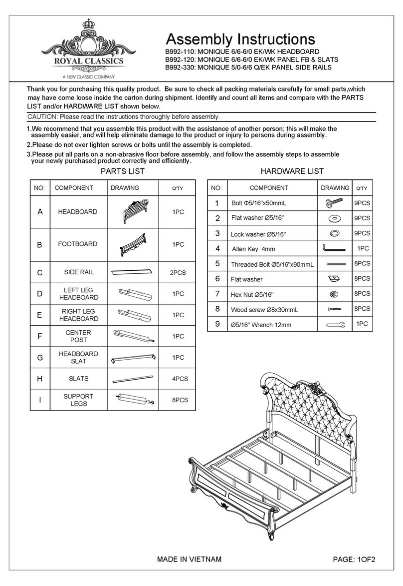 Royal Classics MONIQUE B992-110 User manual Royal Classics MONIQUE B992-110 User manual