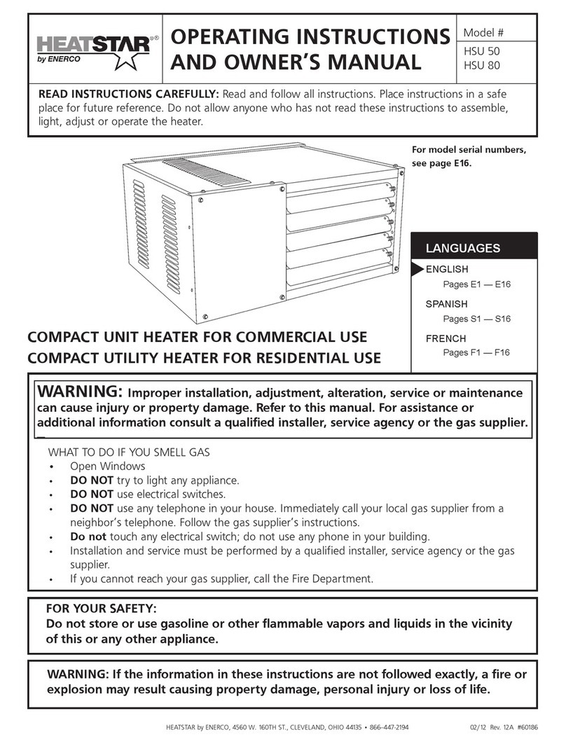 ENERCORP HeatStar HSU80 Operating instructions and owner's manual ENERCORP HeatStar HSU80 Operating instructions and owner's manual