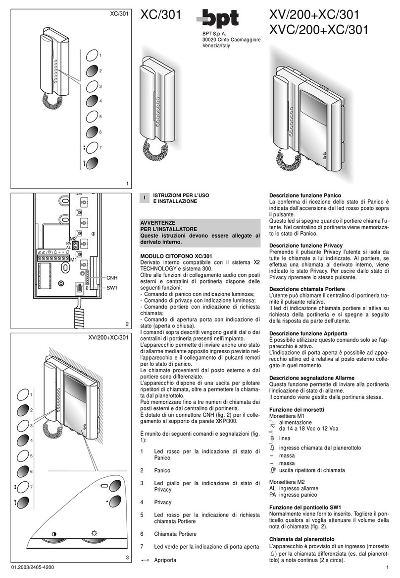 Bpt XC/301 Operation manual