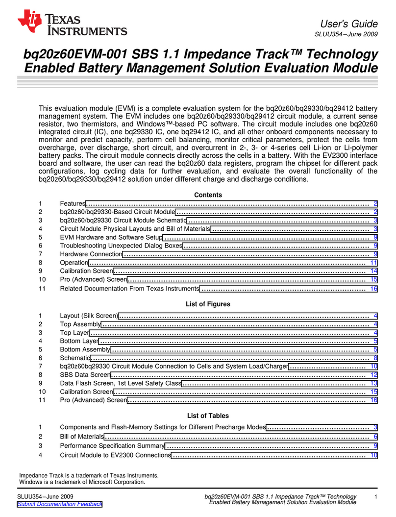 Texas Instruments bq20z60EVM-001 User manual