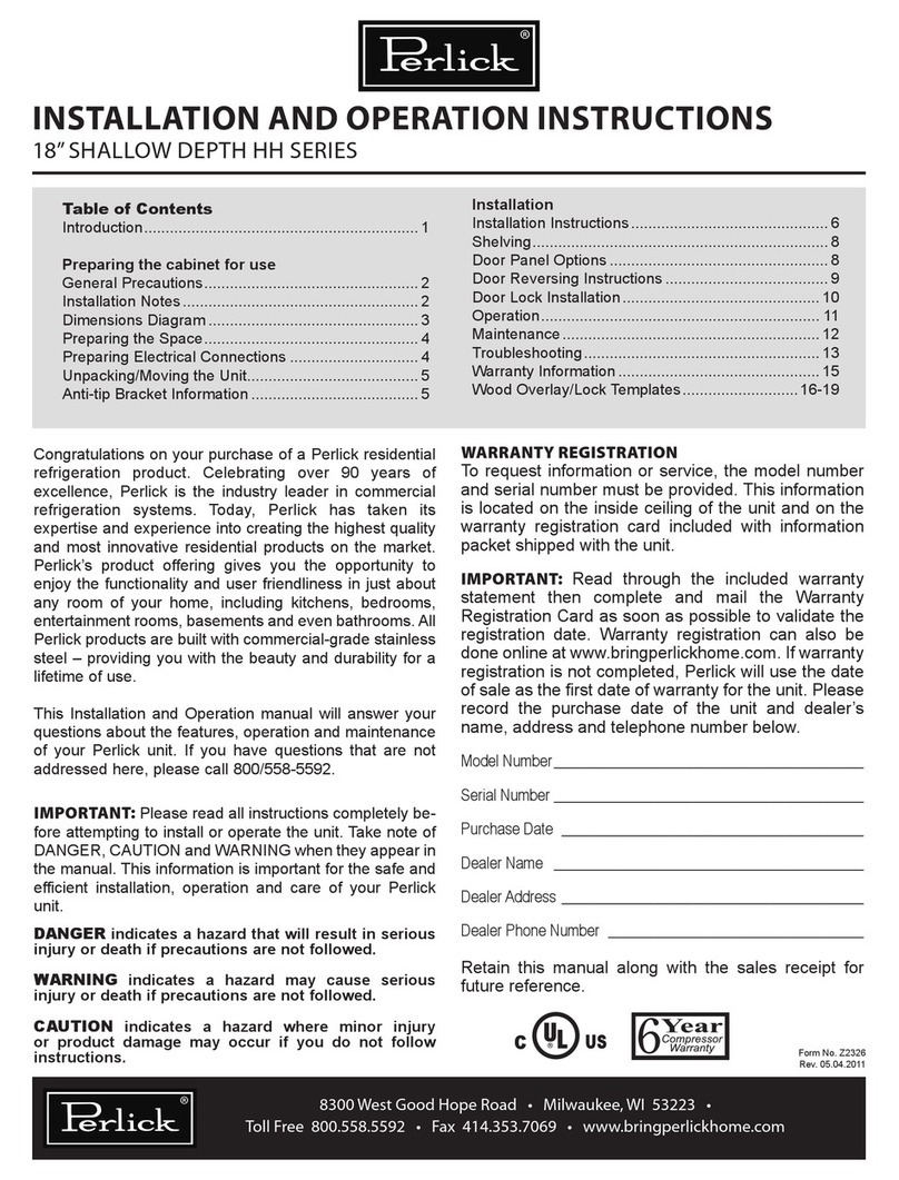 Perlick HH Series Owner's manual Perlick HH Series Owner's manual