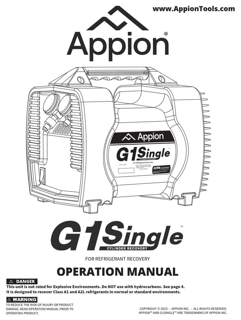 Appion G1 Single Operation manual