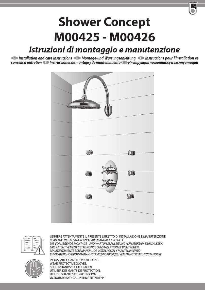 Bossini Shower Concept M00425 Operation manual