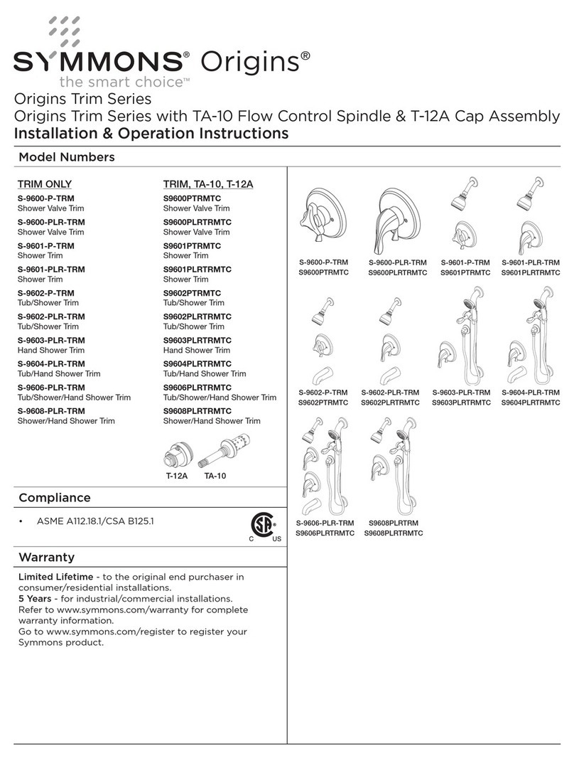 Symmons Origins S-9600-P-TRM Installation instructions Symmons Origins S-9600-P-TRM Installation instructions