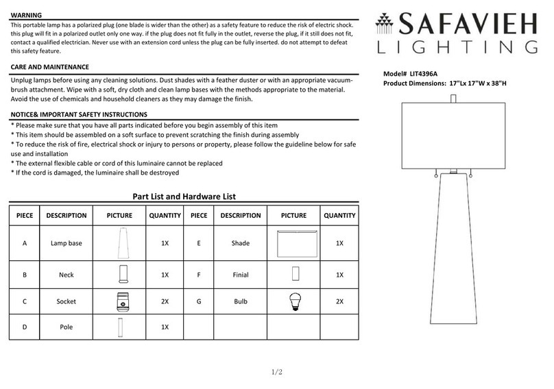 Safavieh Lighting MYRTLE LIT4396A manual Safavieh Lighting MYRTLE LIT4396A manual