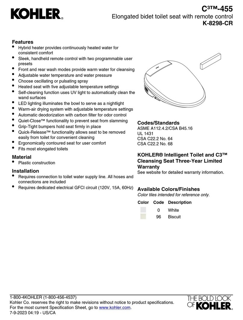 Kohler Quiet-Close C3-455 User manual Kohler Quiet-Close C3-455 User manual