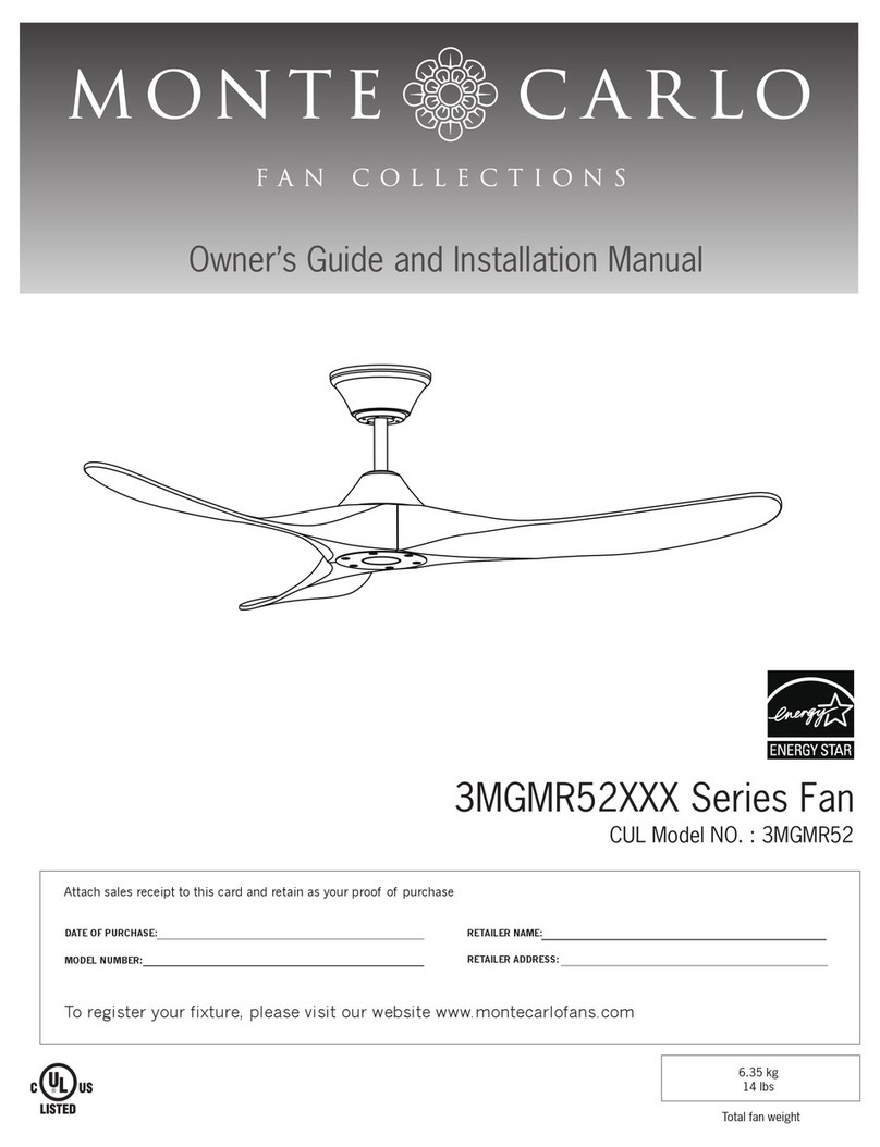 Monte Carlo Fan Company 3MGMR52 Series Owner's guide and installation manual Monte Carlo Fan Company 3MGMR52 Series Owner's guide and installation manual